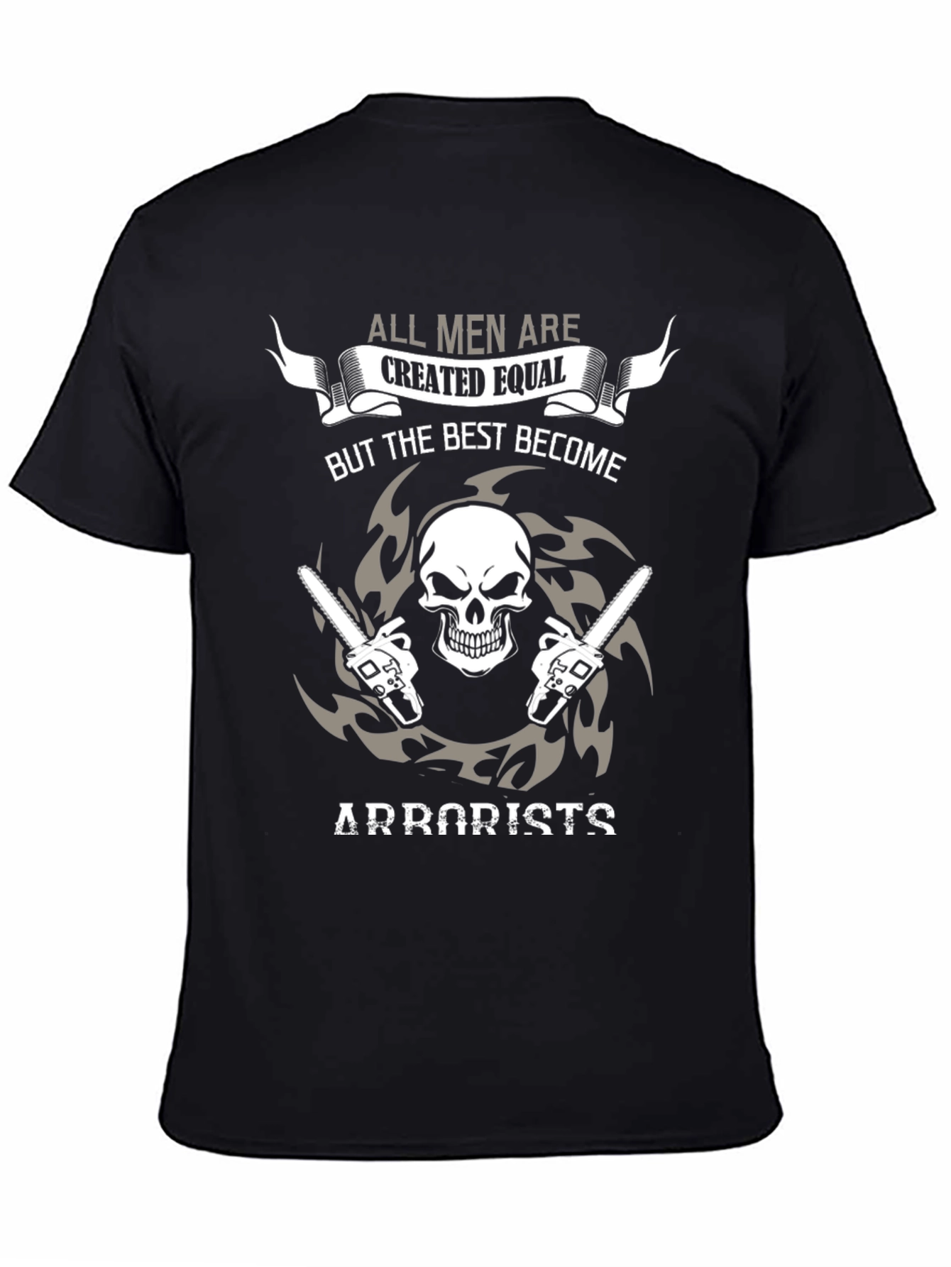 Arborist Skull Chainsaw Graphic Tee - Black