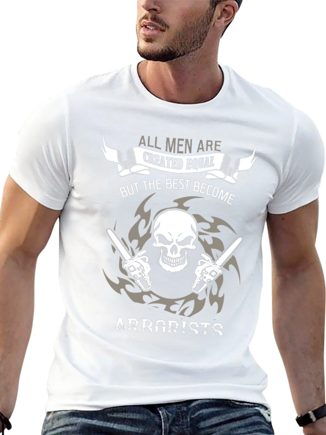 Arborist Skull Chainsaw Graphic Tee - Black