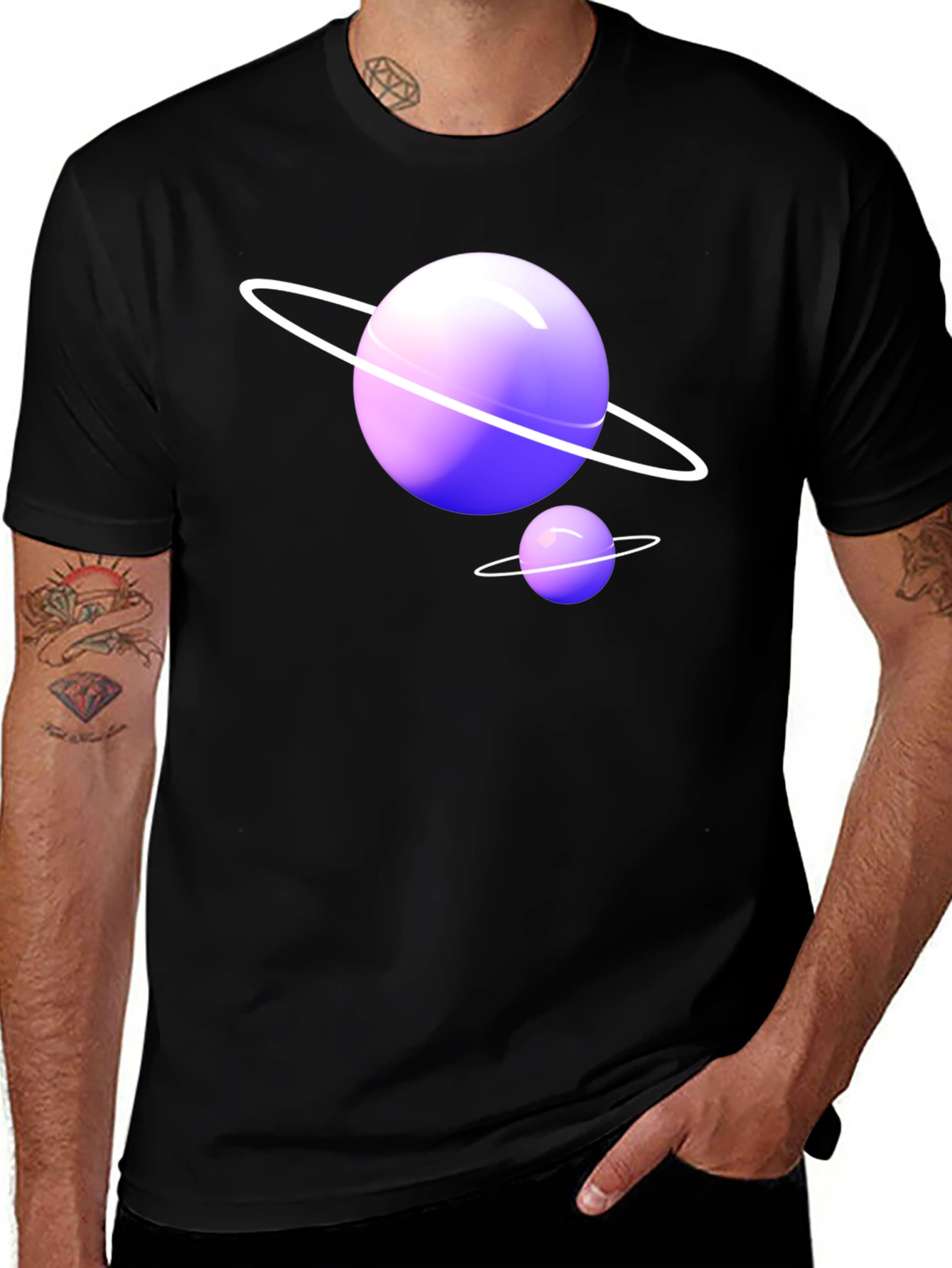Planet Graphic T-Shirt - Trendy Black Tee