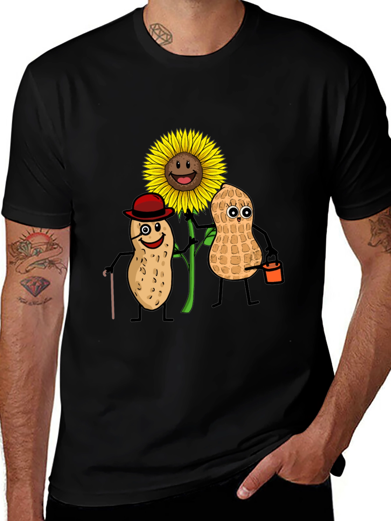 Funny Peanut Sunflower Graphic T-Shirt