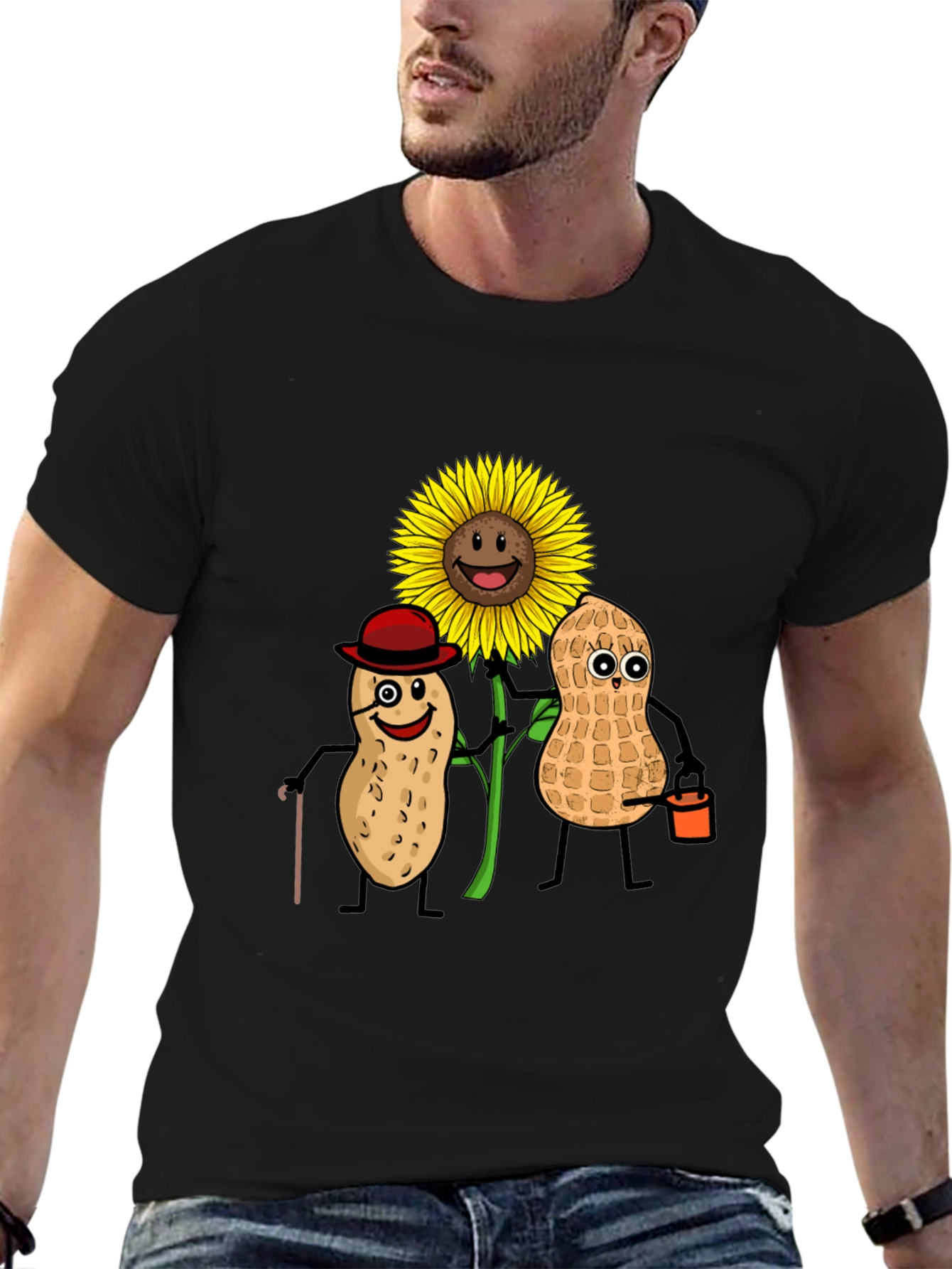 Funny Peanut Sunflower Graphic T-Shirt