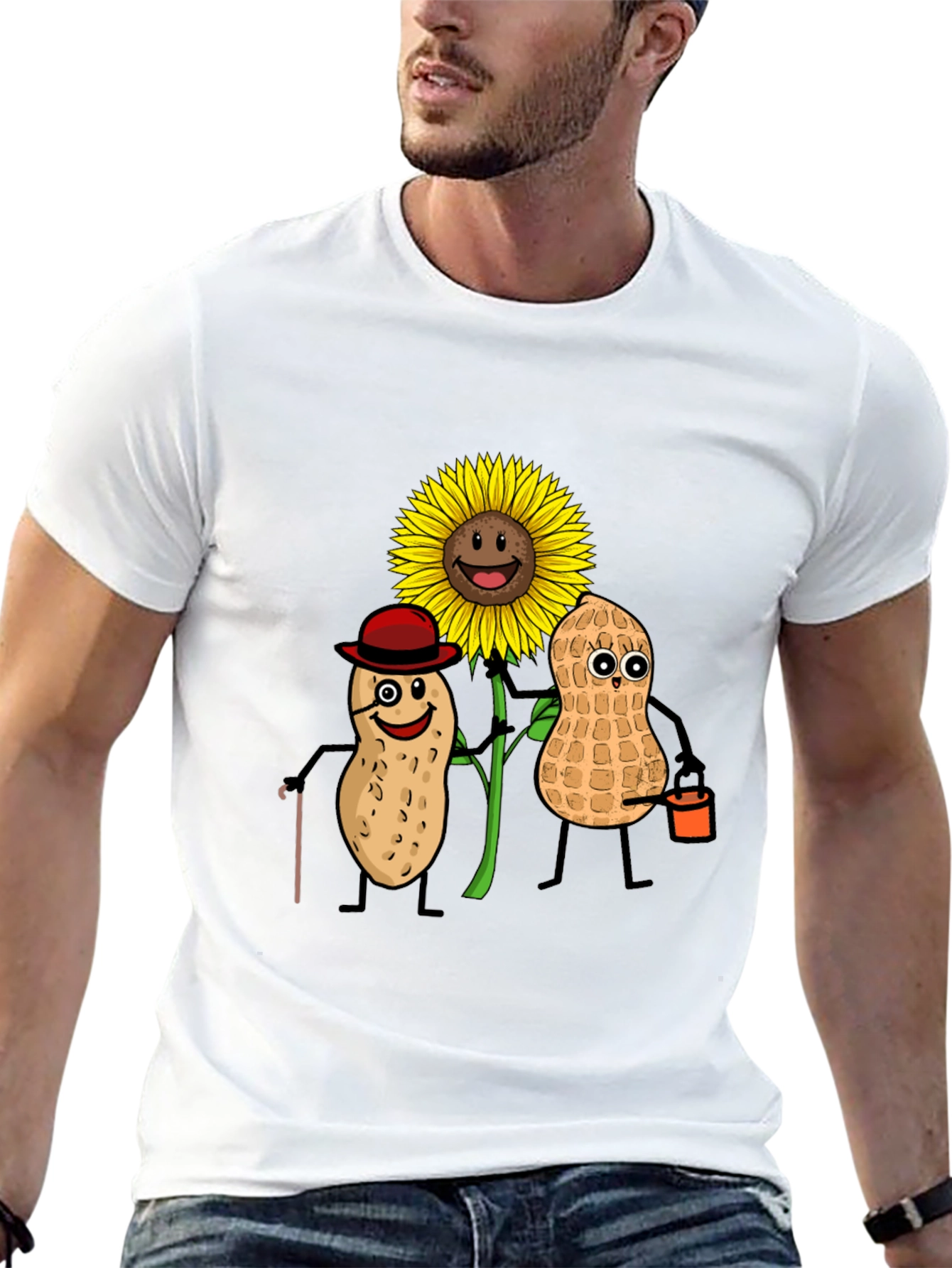 Funny Peanut Sunflower Graphic T-Shirt