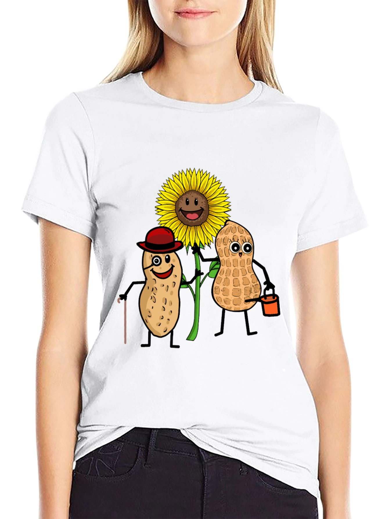 Funny Peanut Sunflower Graphic T-Shirt