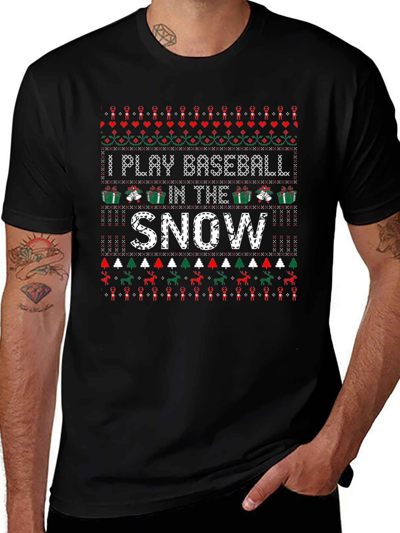 I Play Baseball in the Snow Christmas T-Shirt