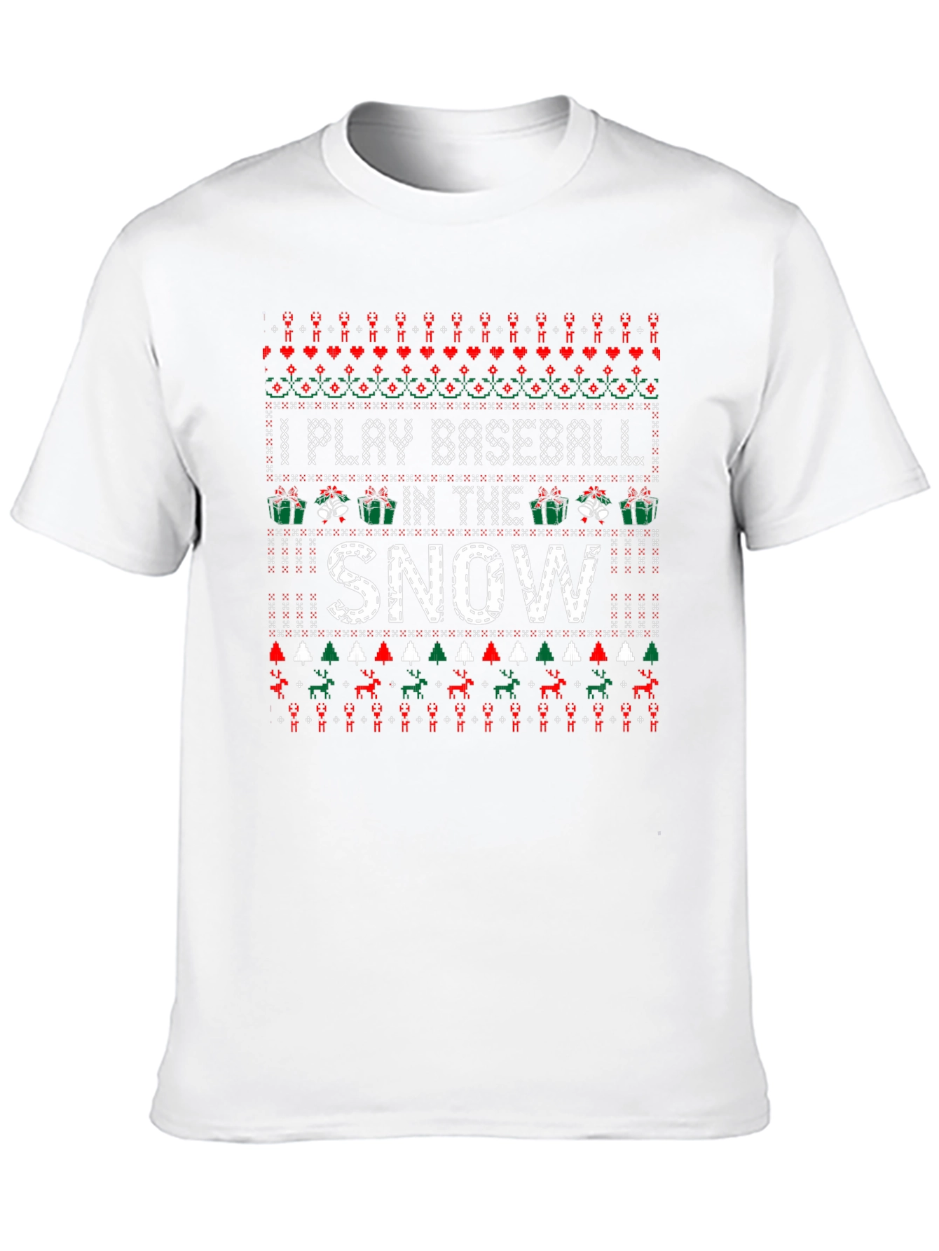 I Play Baseball in the Snow Christmas T-Shirt