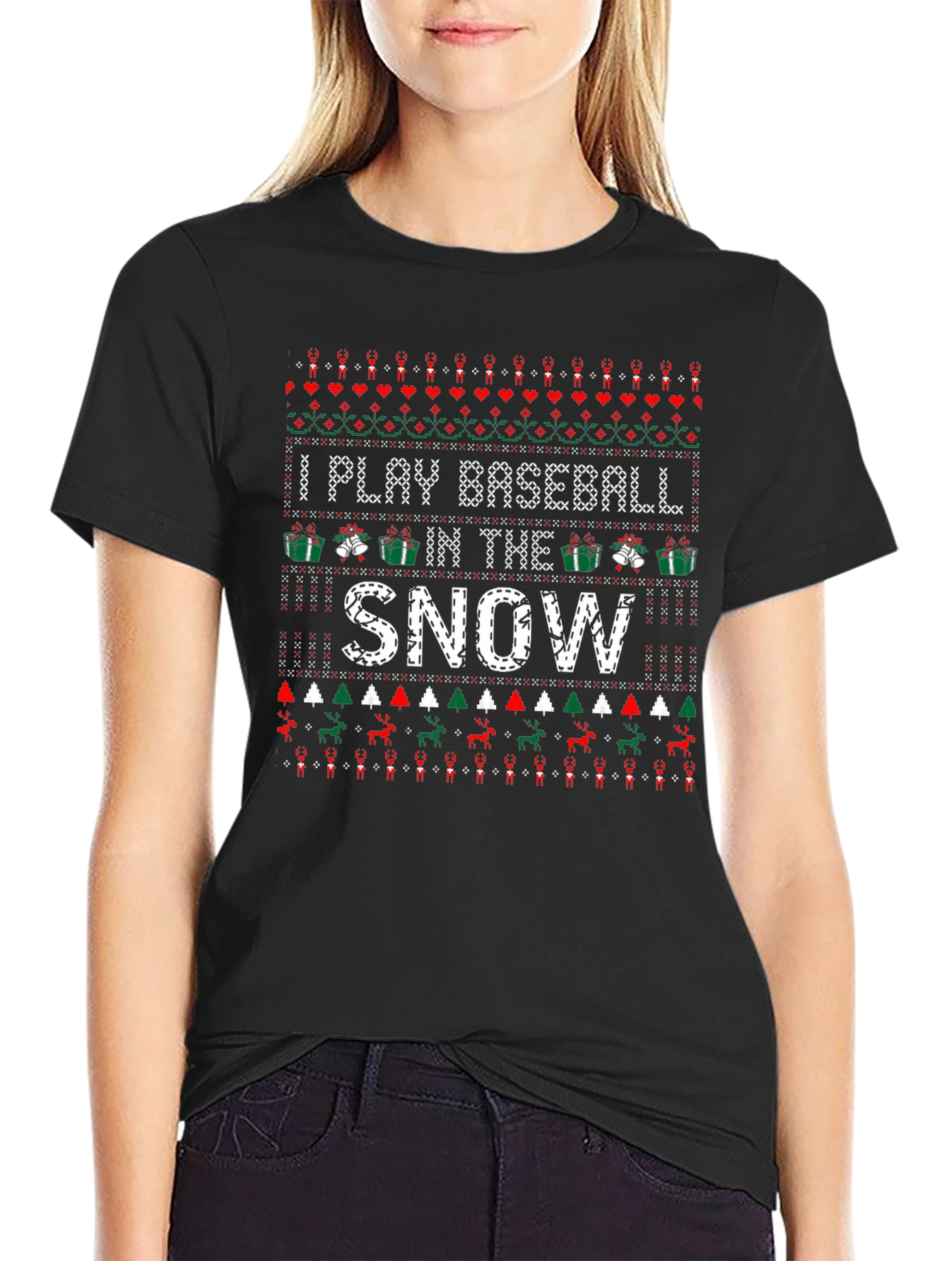 I Play Baseball in the Snow Christmas T-Shirt
