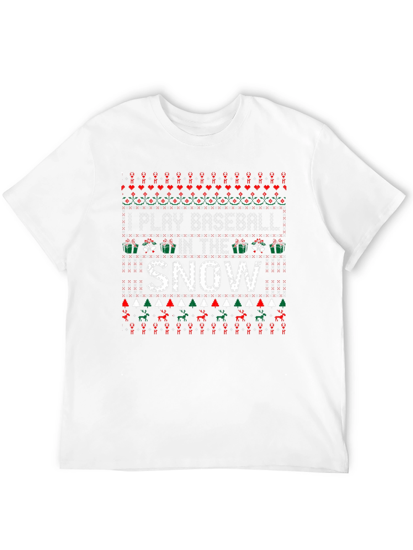 I Play Baseball in the Snow Christmas T-Shirt