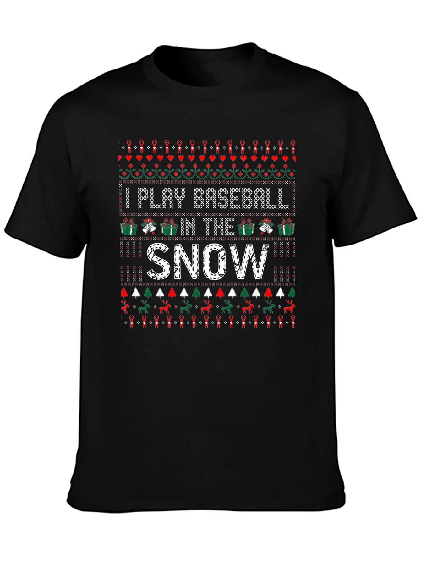 I Play Baseball in the Snow Christmas T-Shirt