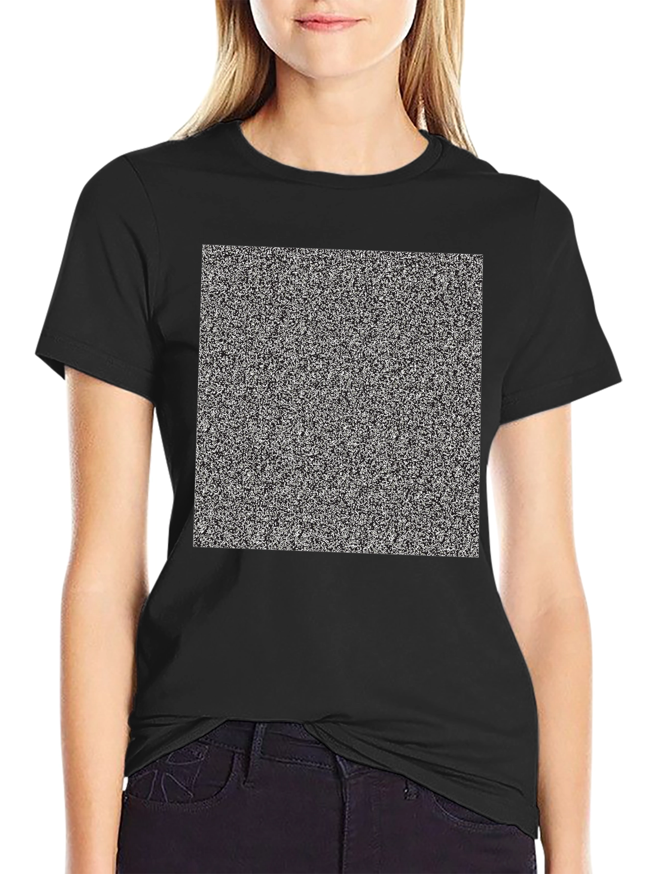 Static Noise Pattern Tee - Classic Fit Black T-Shirt