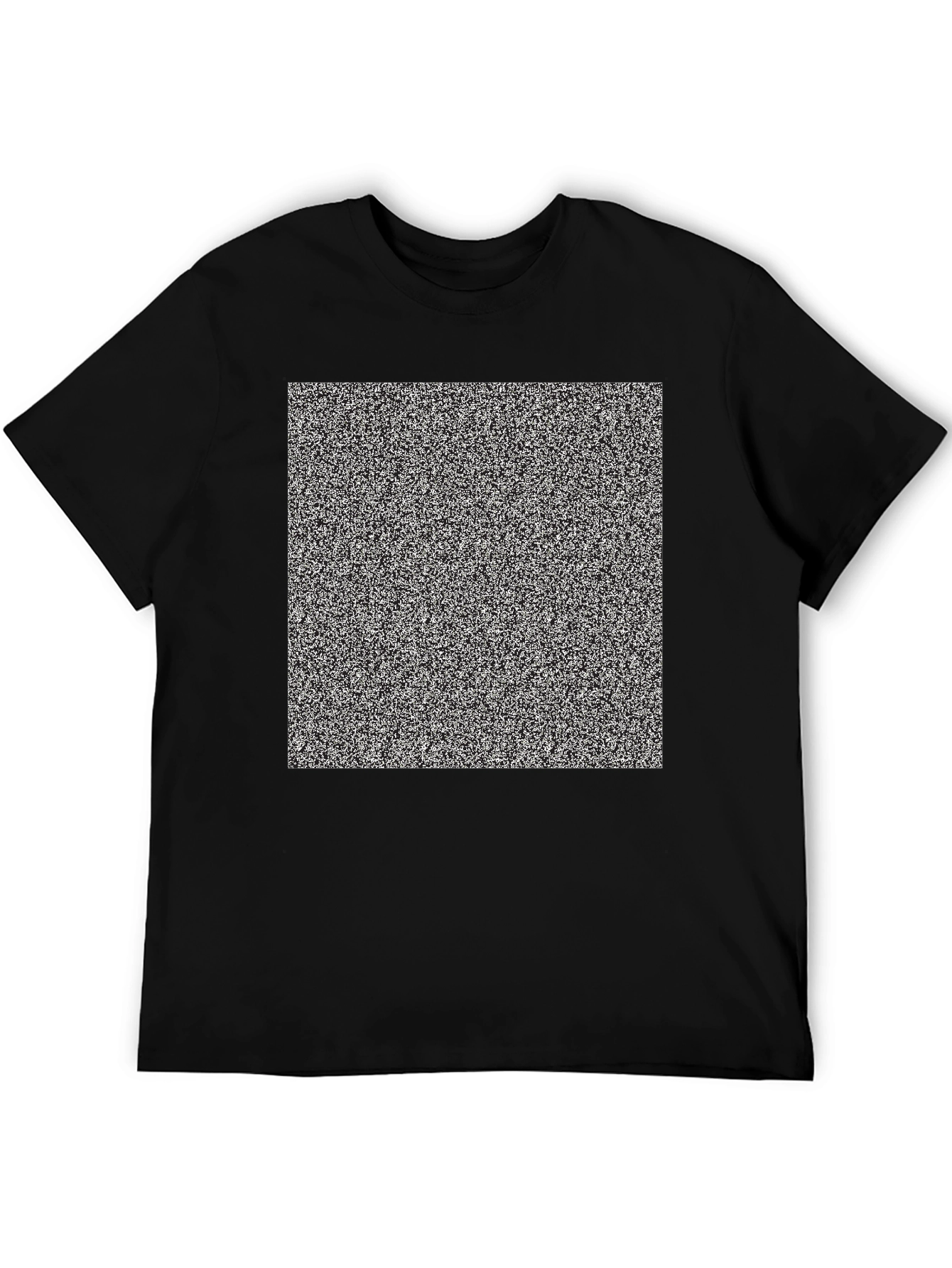 Static Noise Pattern Tee - Classic Fit Black T-Shirt