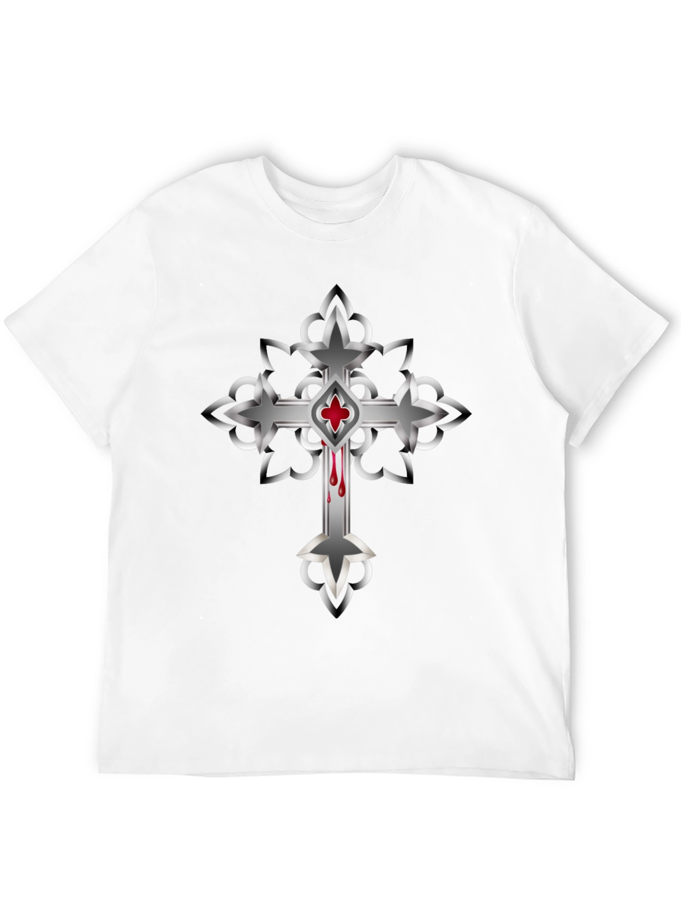 Gothic Cross Graphic T-Shirt - Mens Black Tee