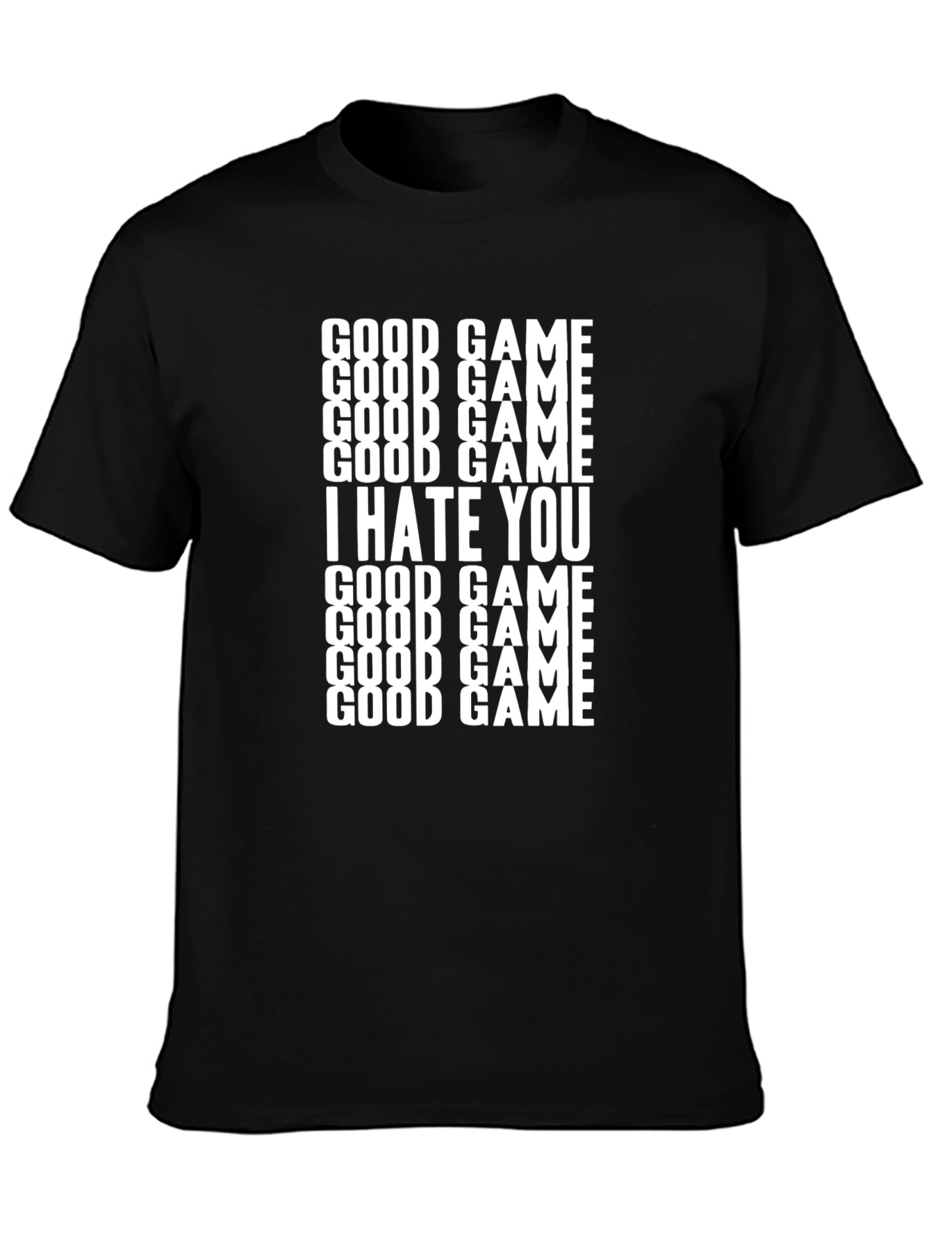 Good Game I Hate You Printed Black T-Shirt