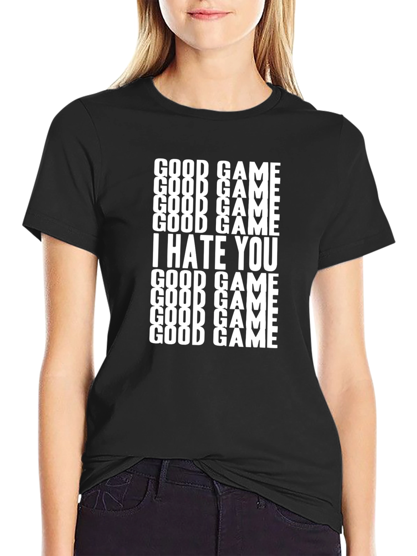 Good Game I Hate You Printed Black T-Shirt