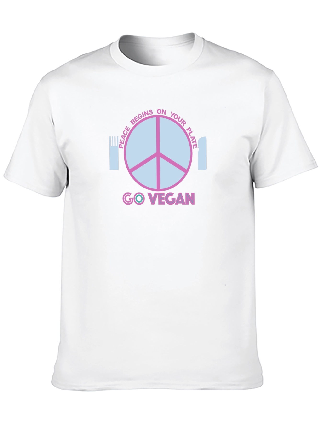 Go Vegan T-Shirt - Peace Begins On Your Plate