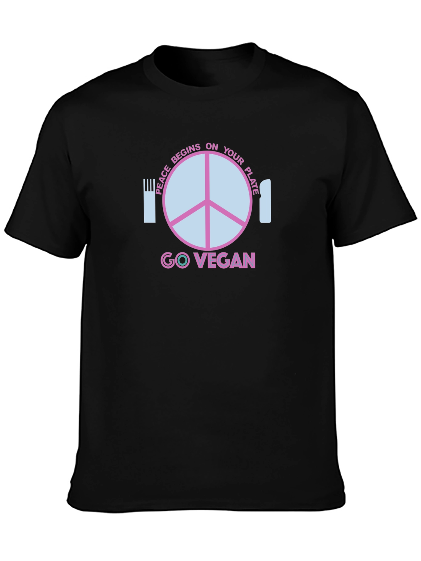 Go Vegan T-Shirt - Peace Begins On Your Plate