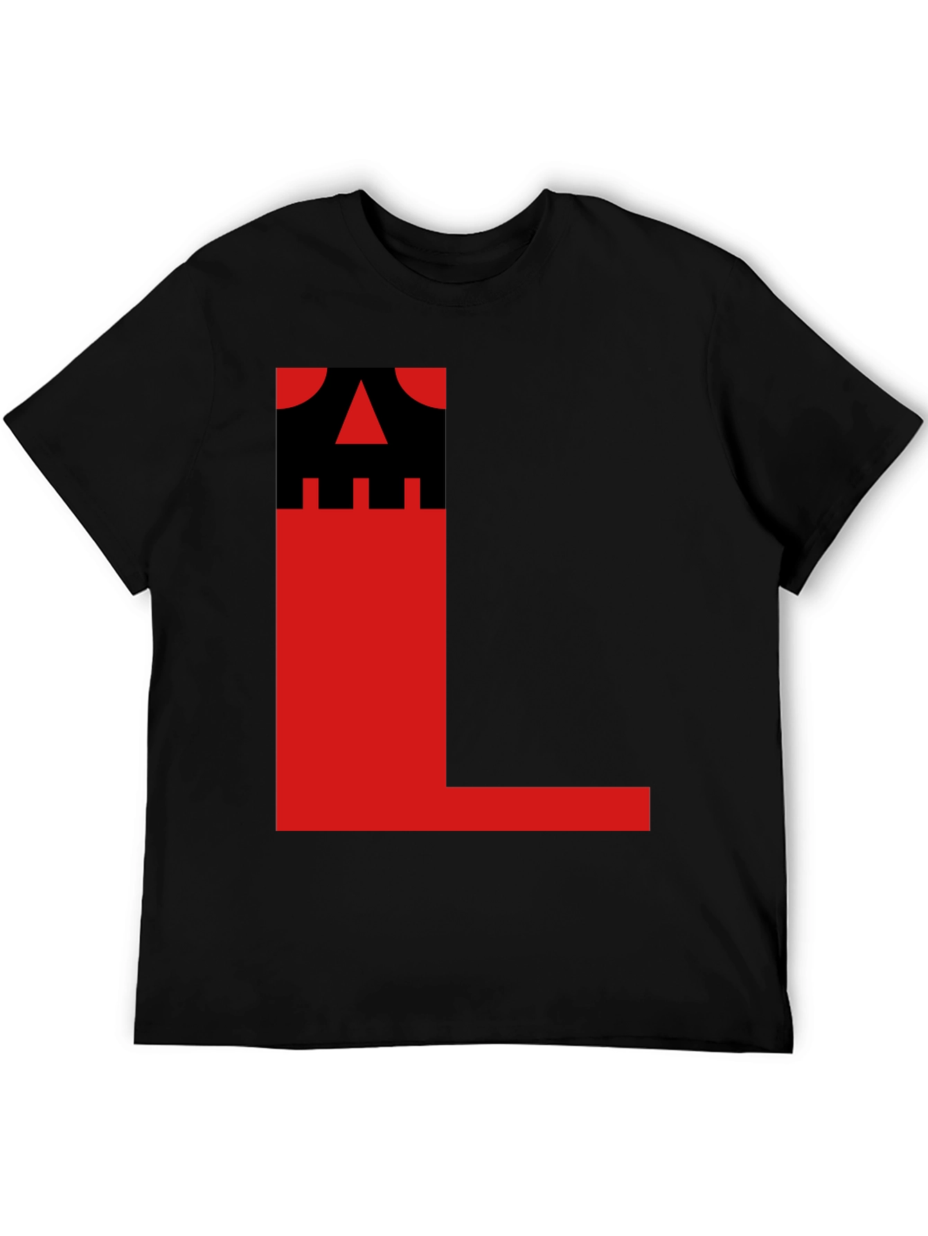 Bold Graphic Tee - Black with Red L Design