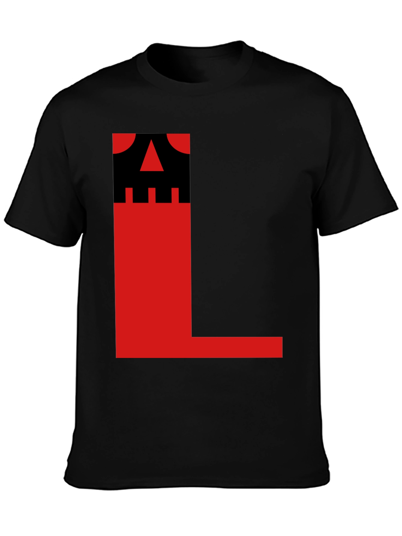 Bold Graphic Tee - Black with Red L Design