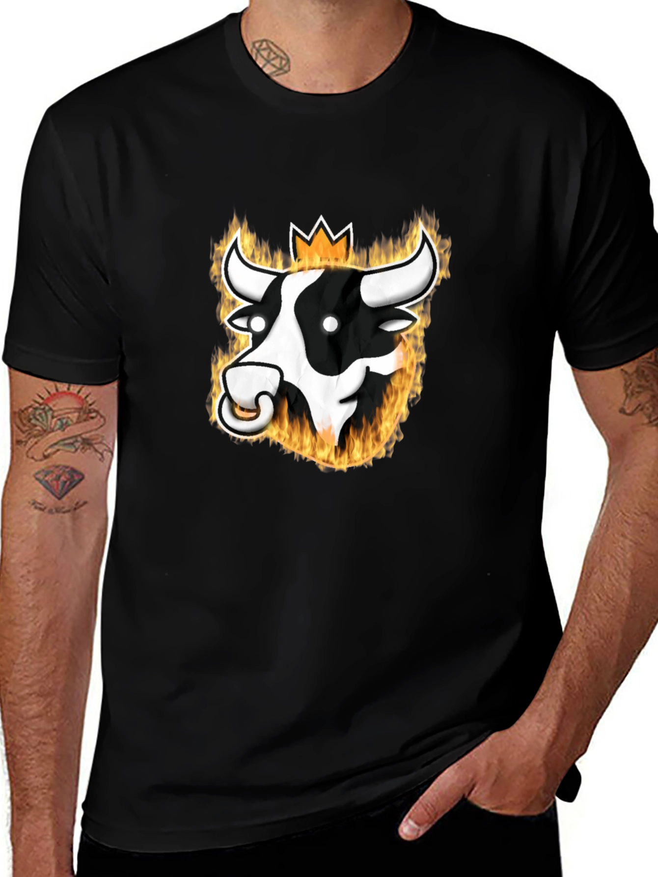 Flaming Bull Graphic Tee - Black T-Shirt