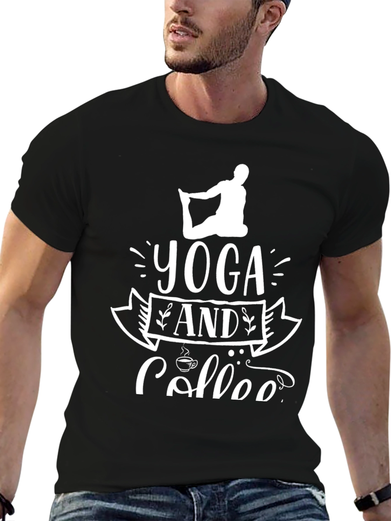 Yoga and Coffee Black T-Shirt