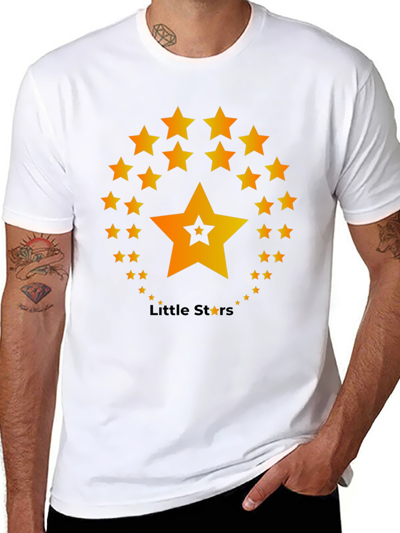 Little Stars T-Shirt - Black Cotton Blend