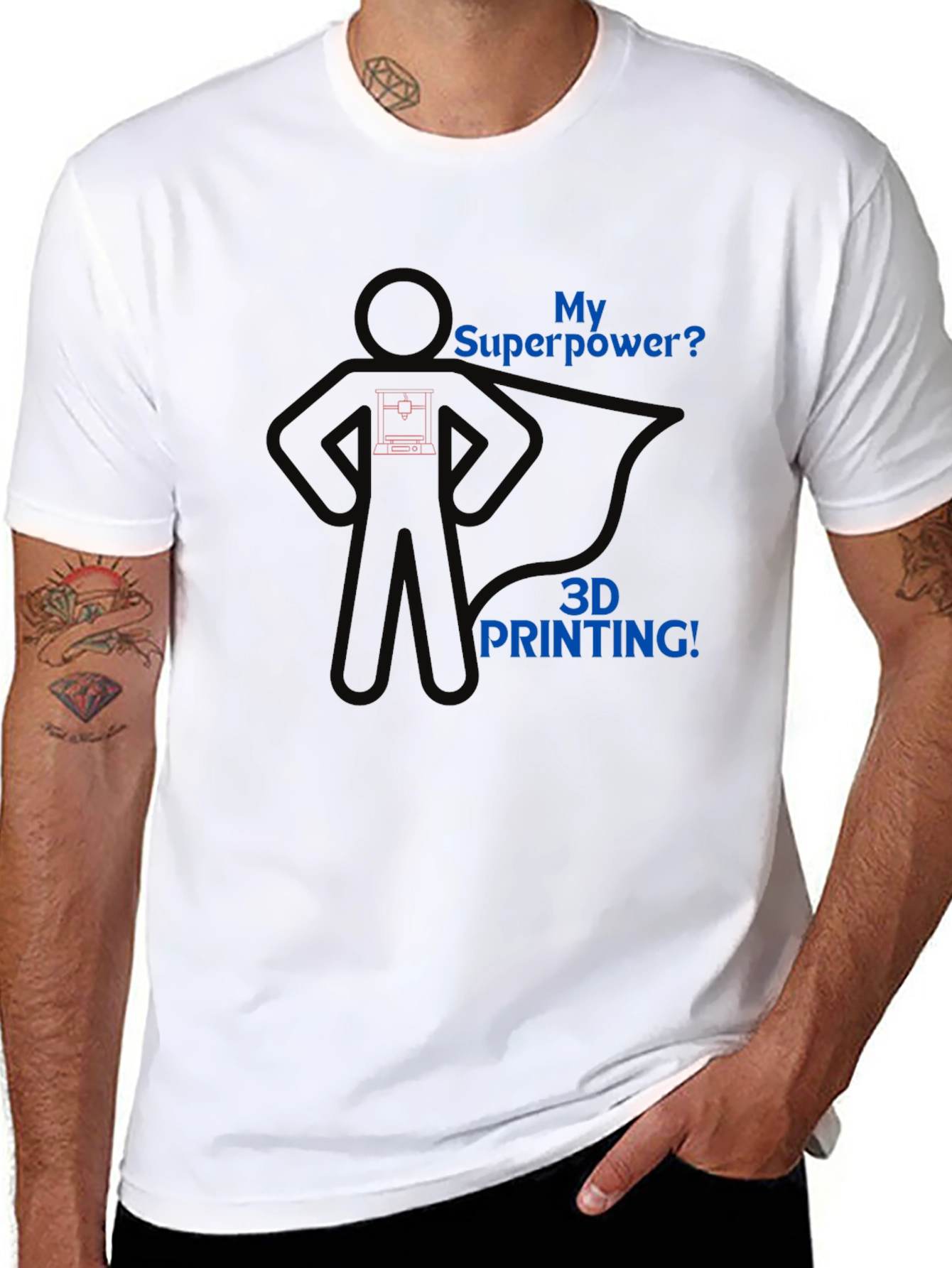 3D Printing Superpower Graphic Tee - Black T-Shirt