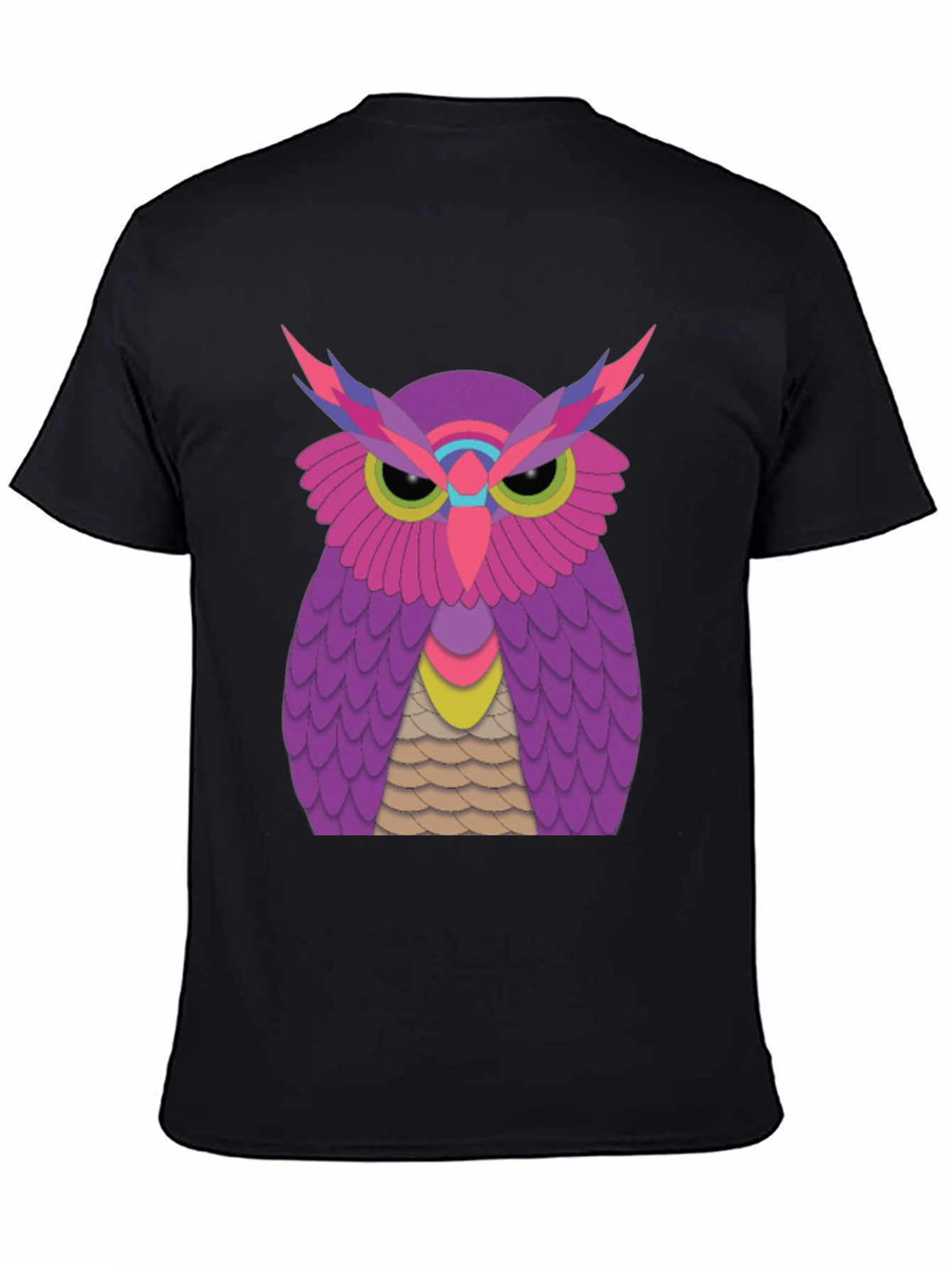 Funky Owl Graphic Tee - Black Cotton T-Shirt