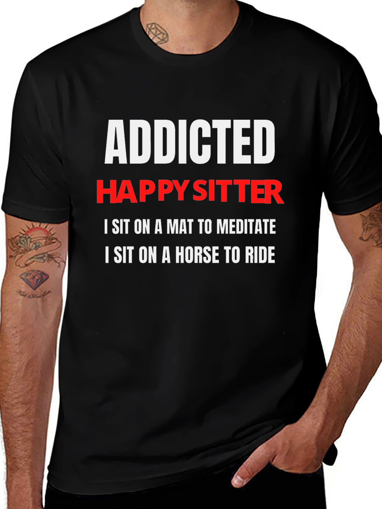 Addicted Happy Sitter T-Shirt: Meditate & Ride