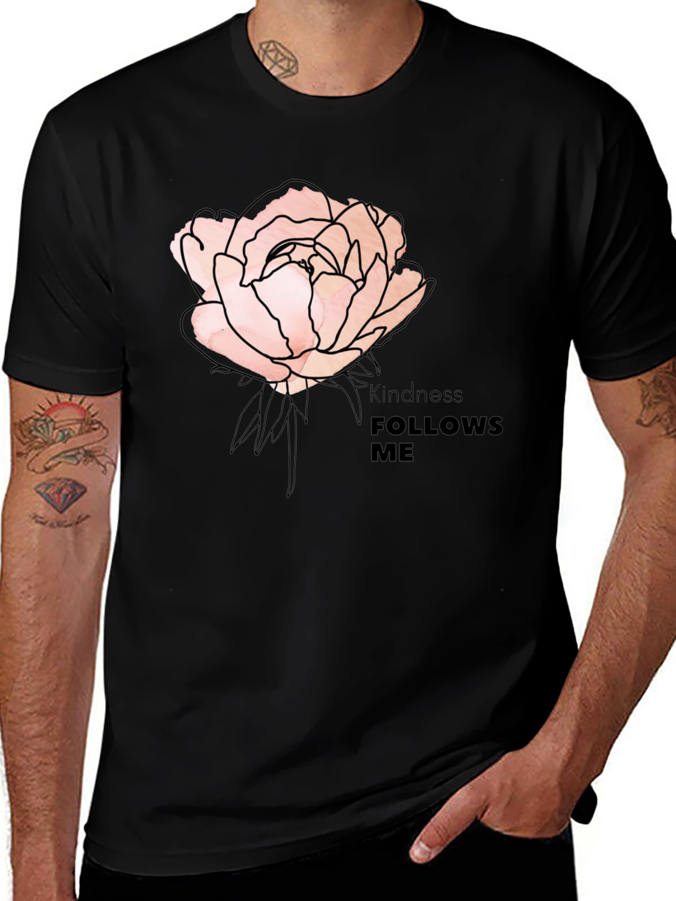 Kindness Follows Me Rose Graphic T-Shirt