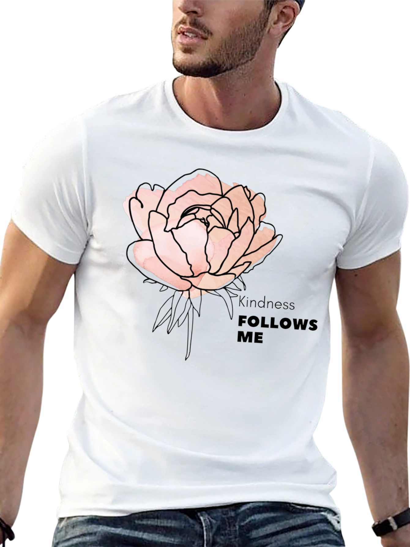 Kindness Follows Me Rose Graphic T-Shirt