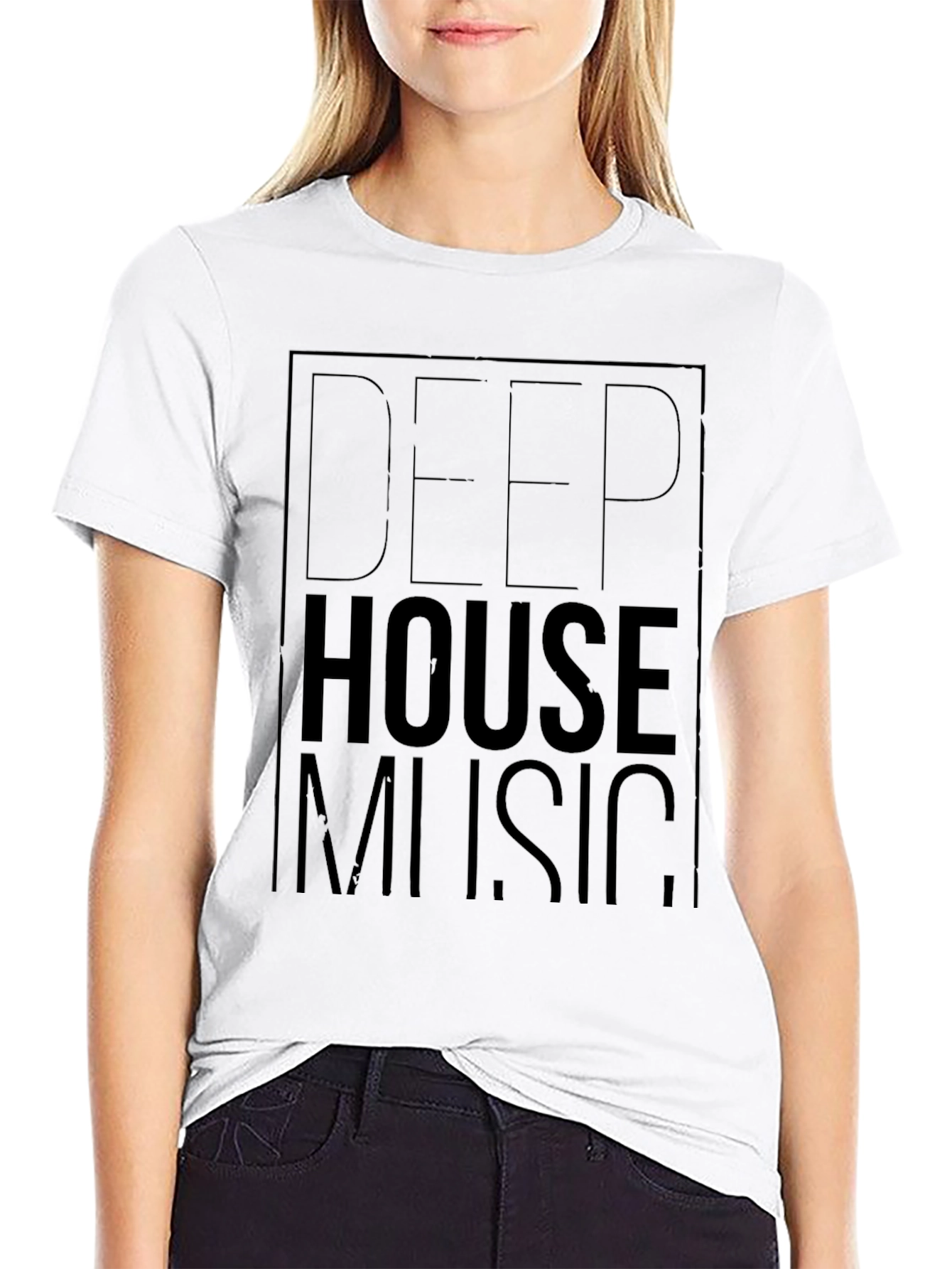 Deep House Music Graphic Tee - Stylish Black T-Shirt