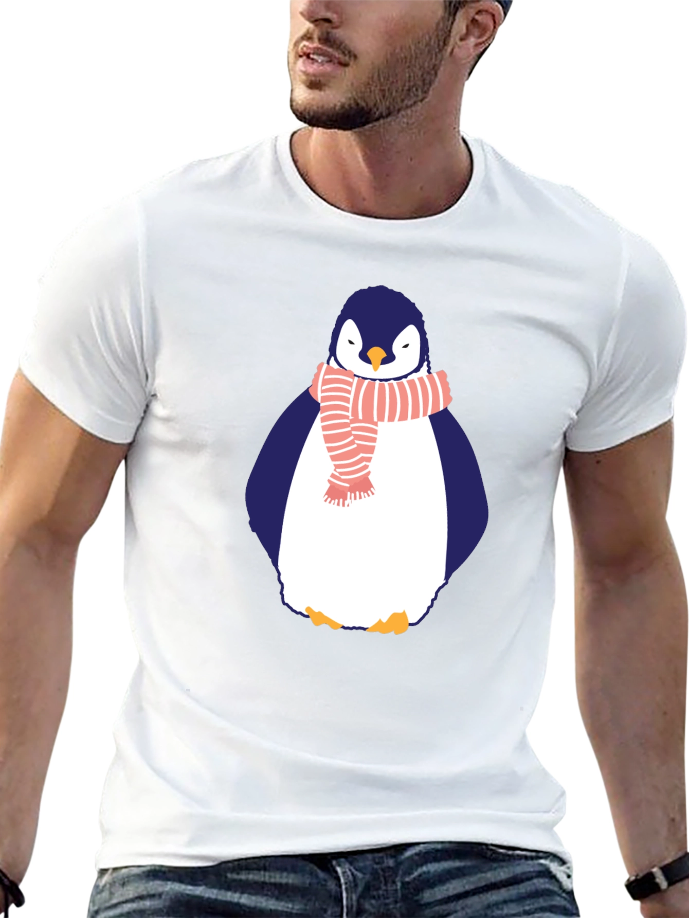 Penguin Scarf Graphic Tee - Mens Black T-Shirt