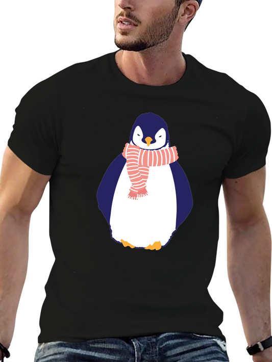 Penguin Scarf Graphic Tee - Mens Black T-Shirt