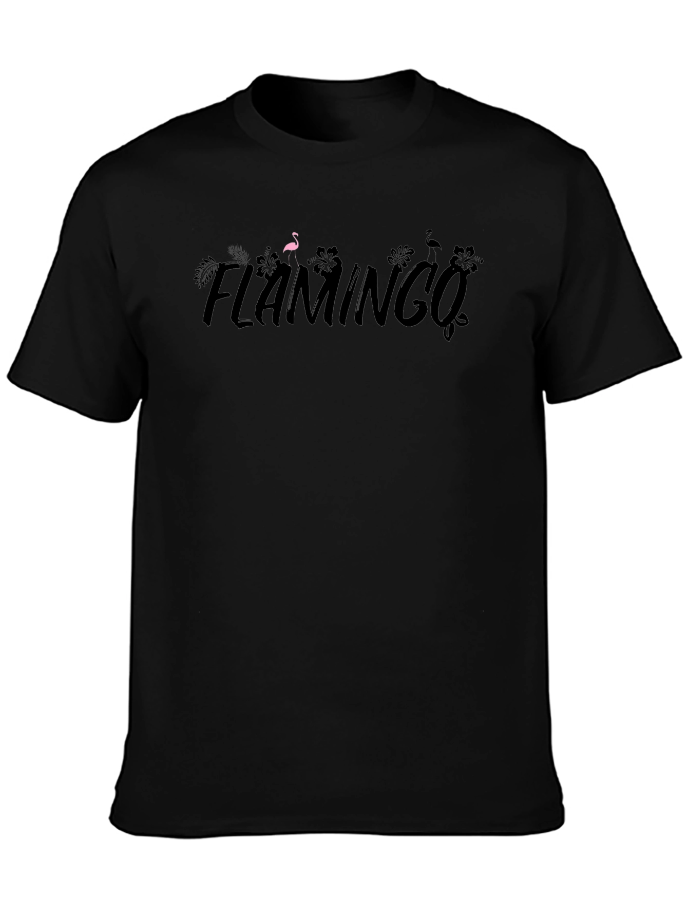 Flamingo Graphic Tee - Trendy Black Cotton T-Shirt