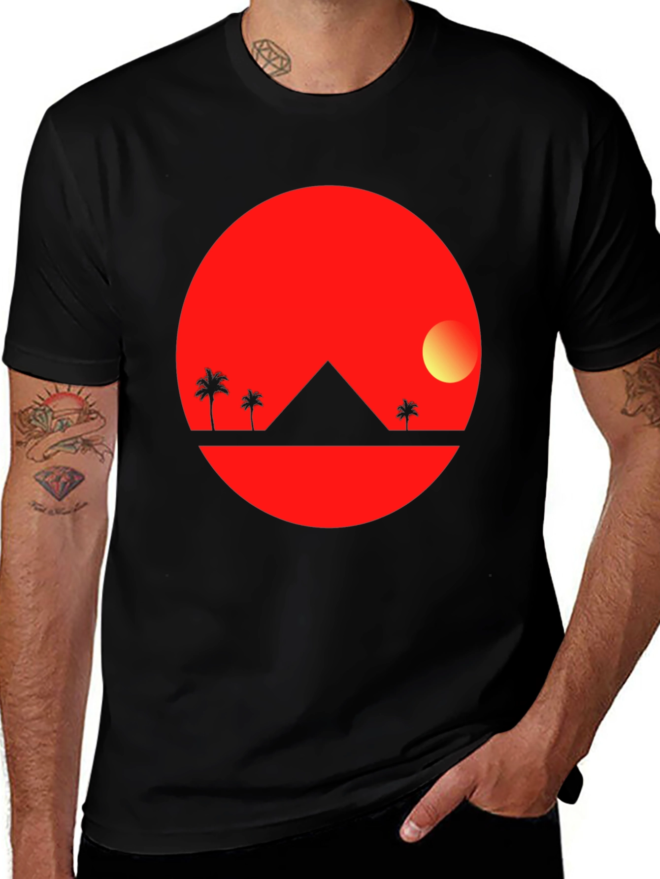 Sunset Pyramid Black T-Shirt