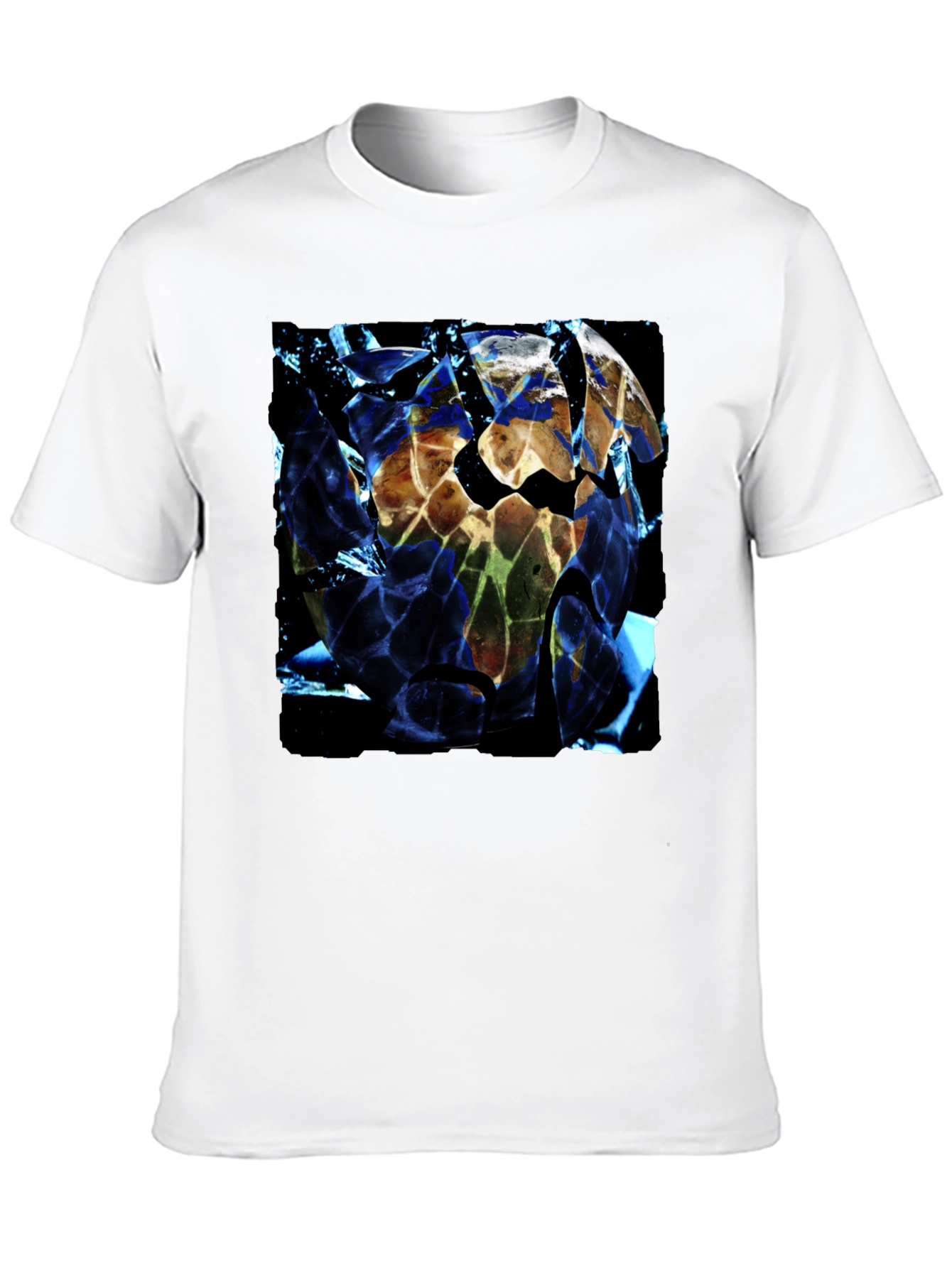 Shattered Earth Graphic Tee - Black Crew Neck T-Shirt