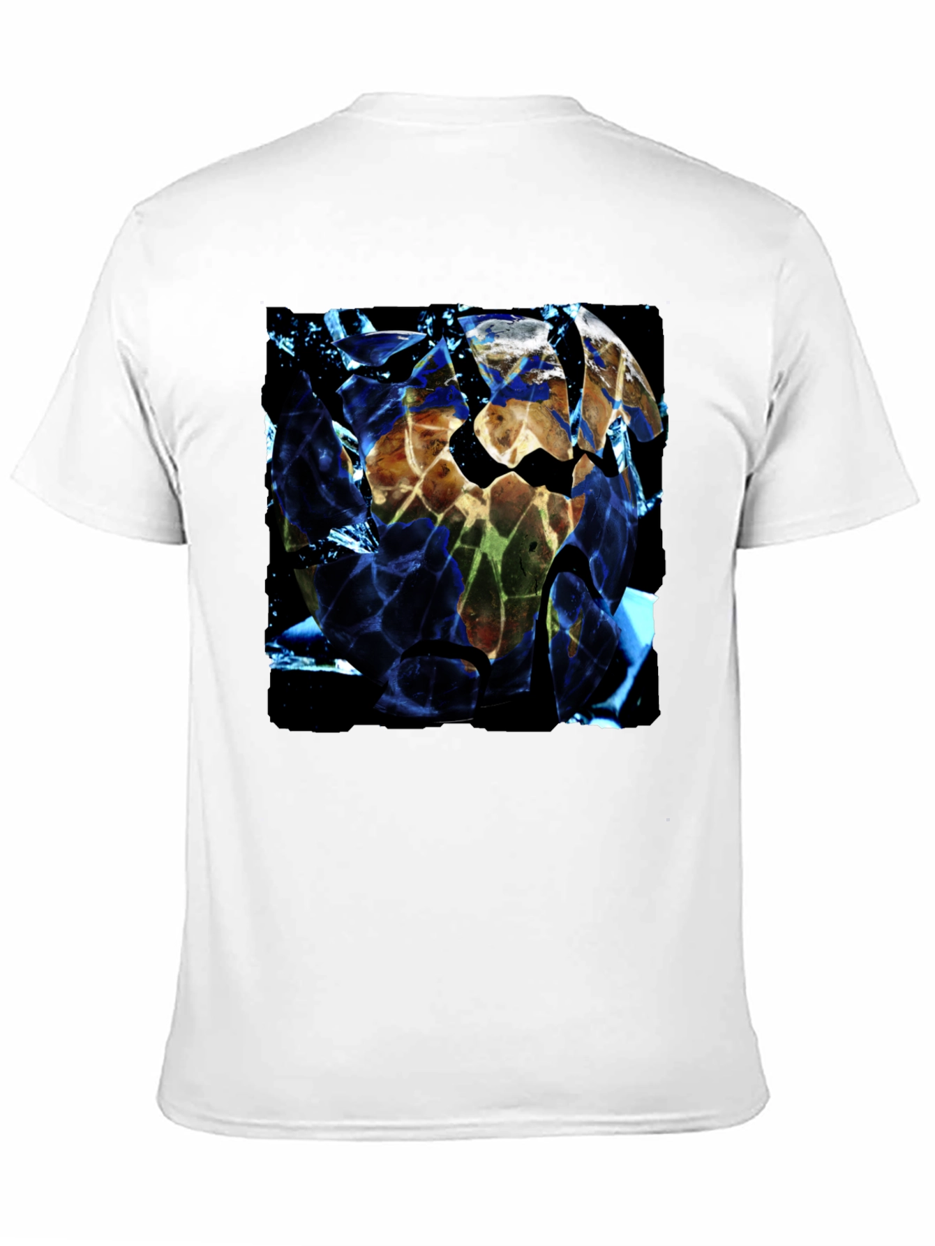 Shattered Earth Graphic Tee - Black Crew Neck T-Shirt