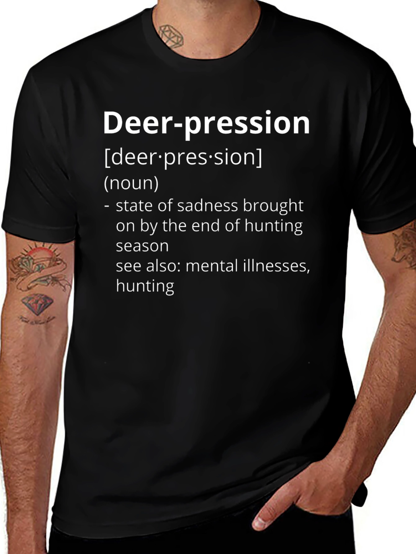 Deer-pression Black Graphic T-Shirt