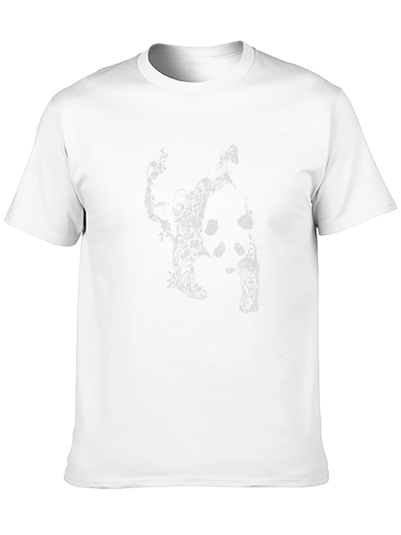 Botanical Cat Print Black T-Shirt