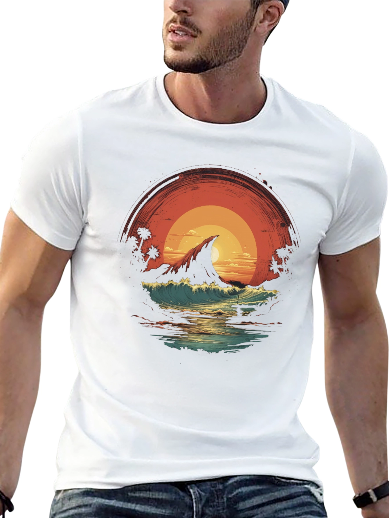 Sunset Island Graphic Tee - Black