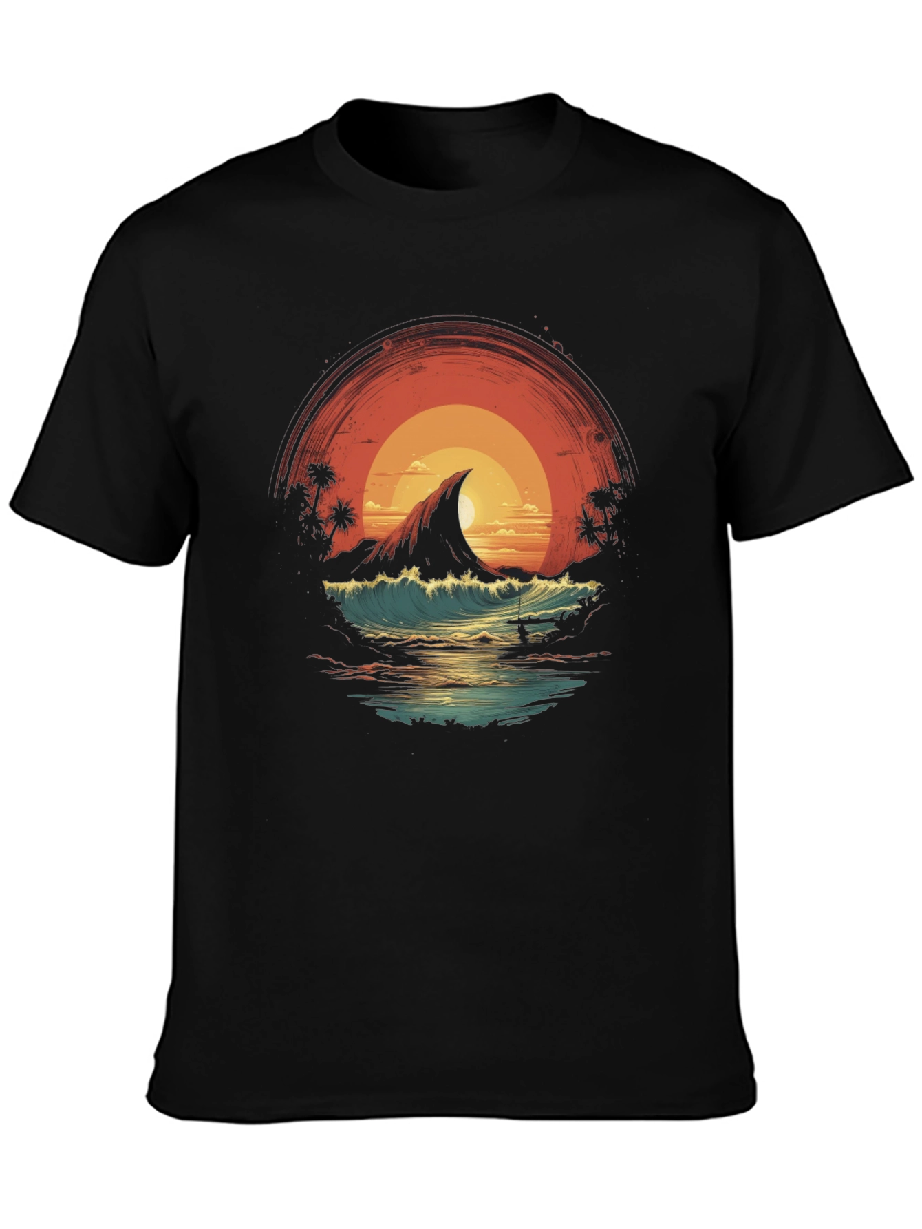 Sunset Island Graphic Tee - Black