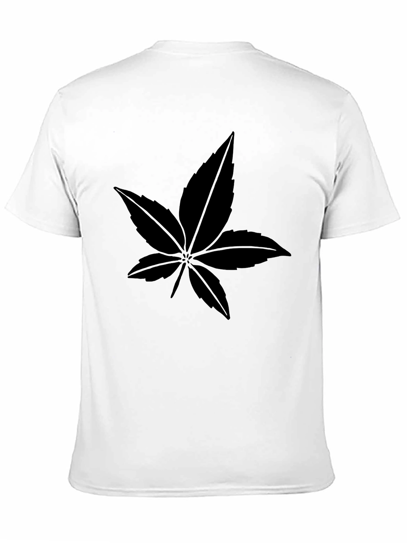 Black Leaf Print Crew Neck T-Shirt
