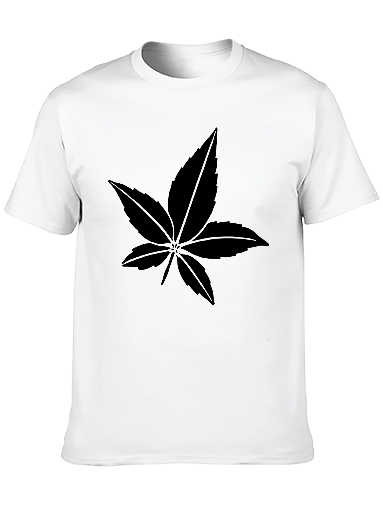 Black Leaf Print Crew Neck T-Shirt
