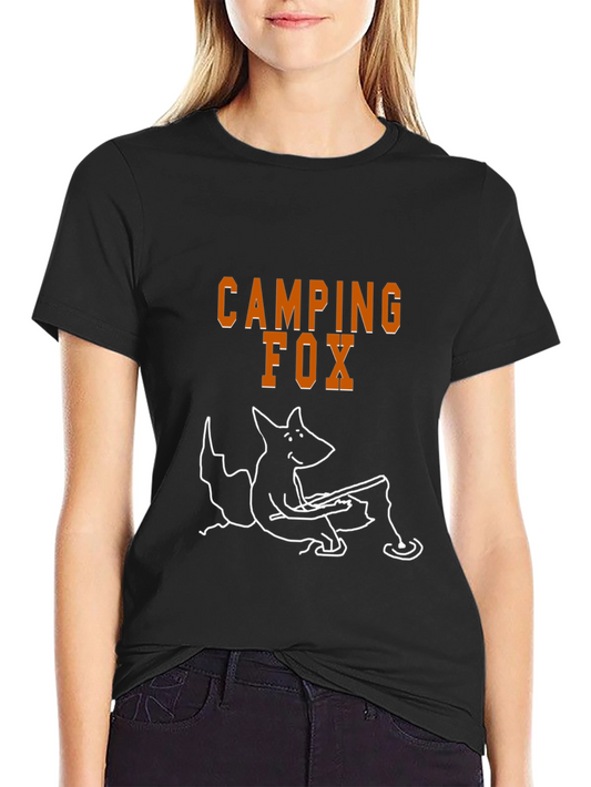 Camping Fox Graphic Tee - Black Cotton T-Shirt