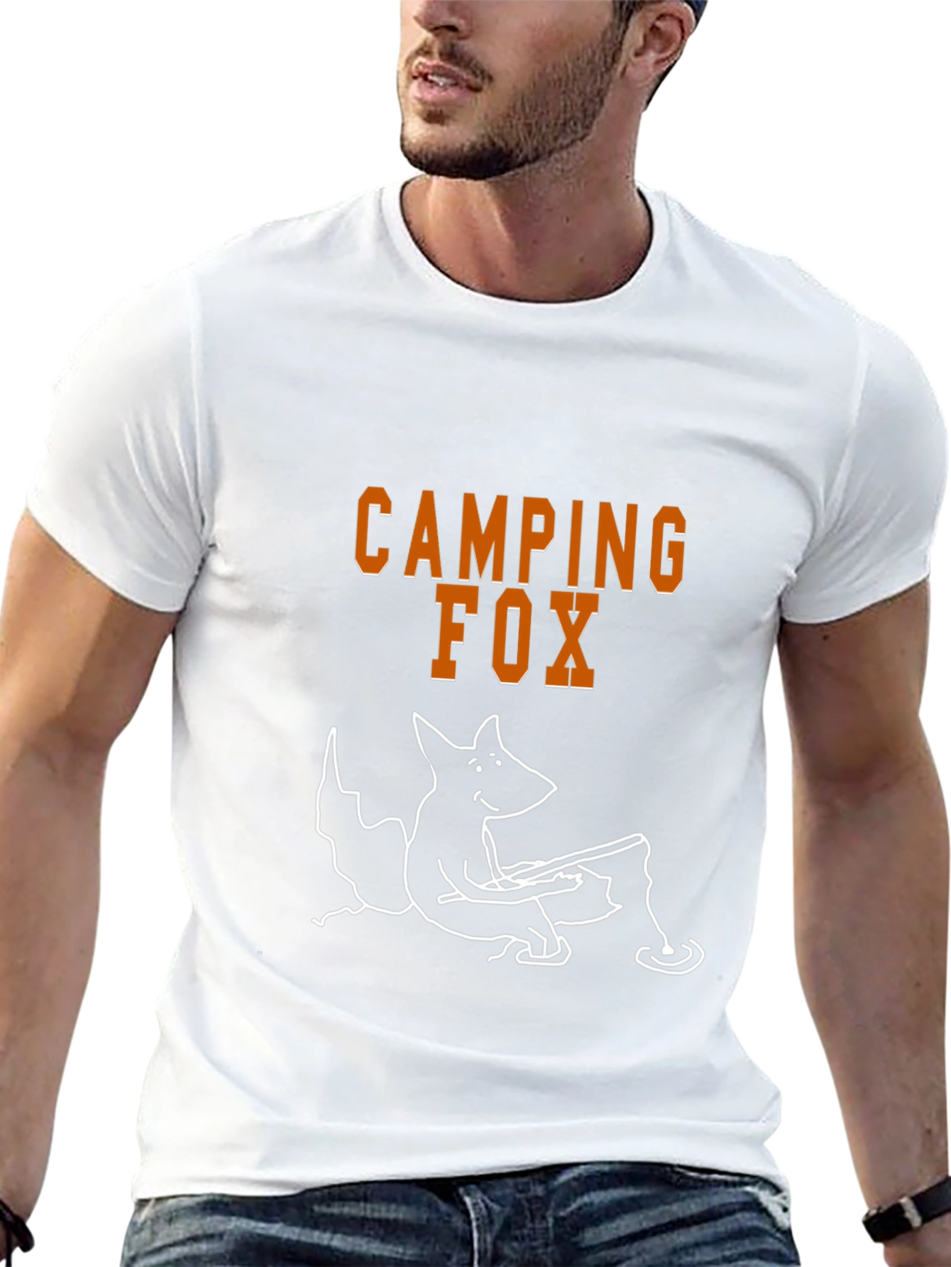 Camping Fox Graphic Tee - Black Cotton T-Shirt