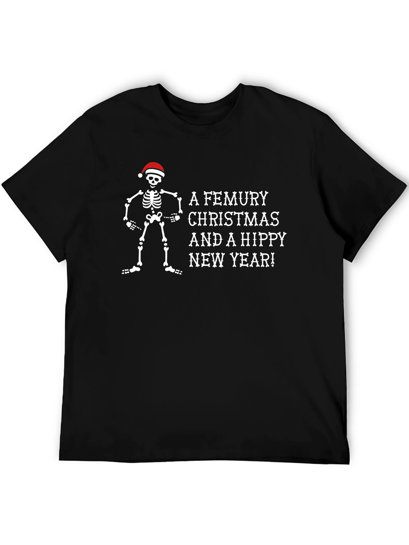 A Femury Christmas Skeleton Santa Holiday T-Shirt