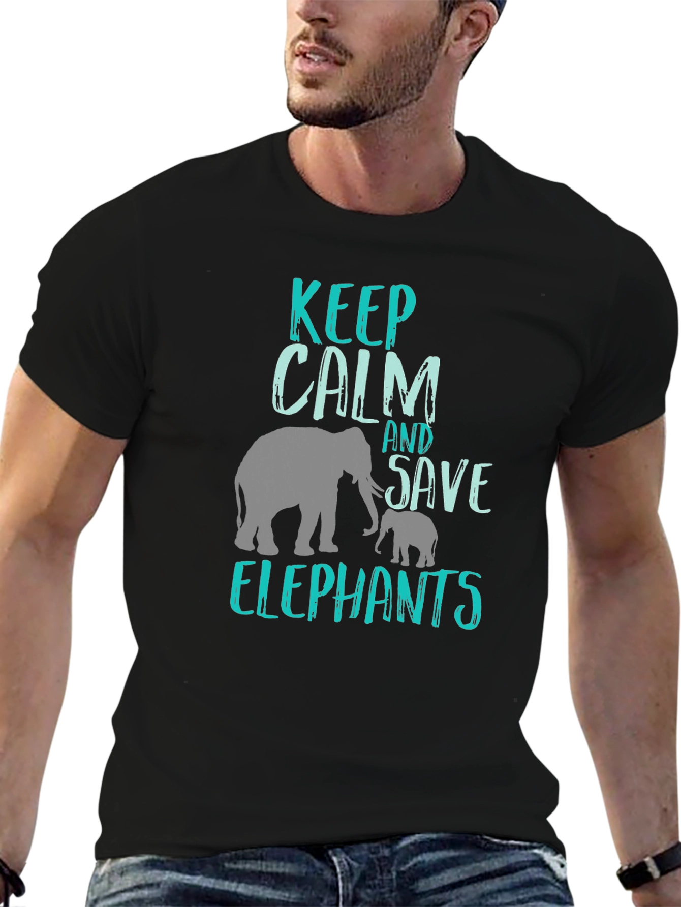 Keep Calm & Save Elephants T-Shirt - Black