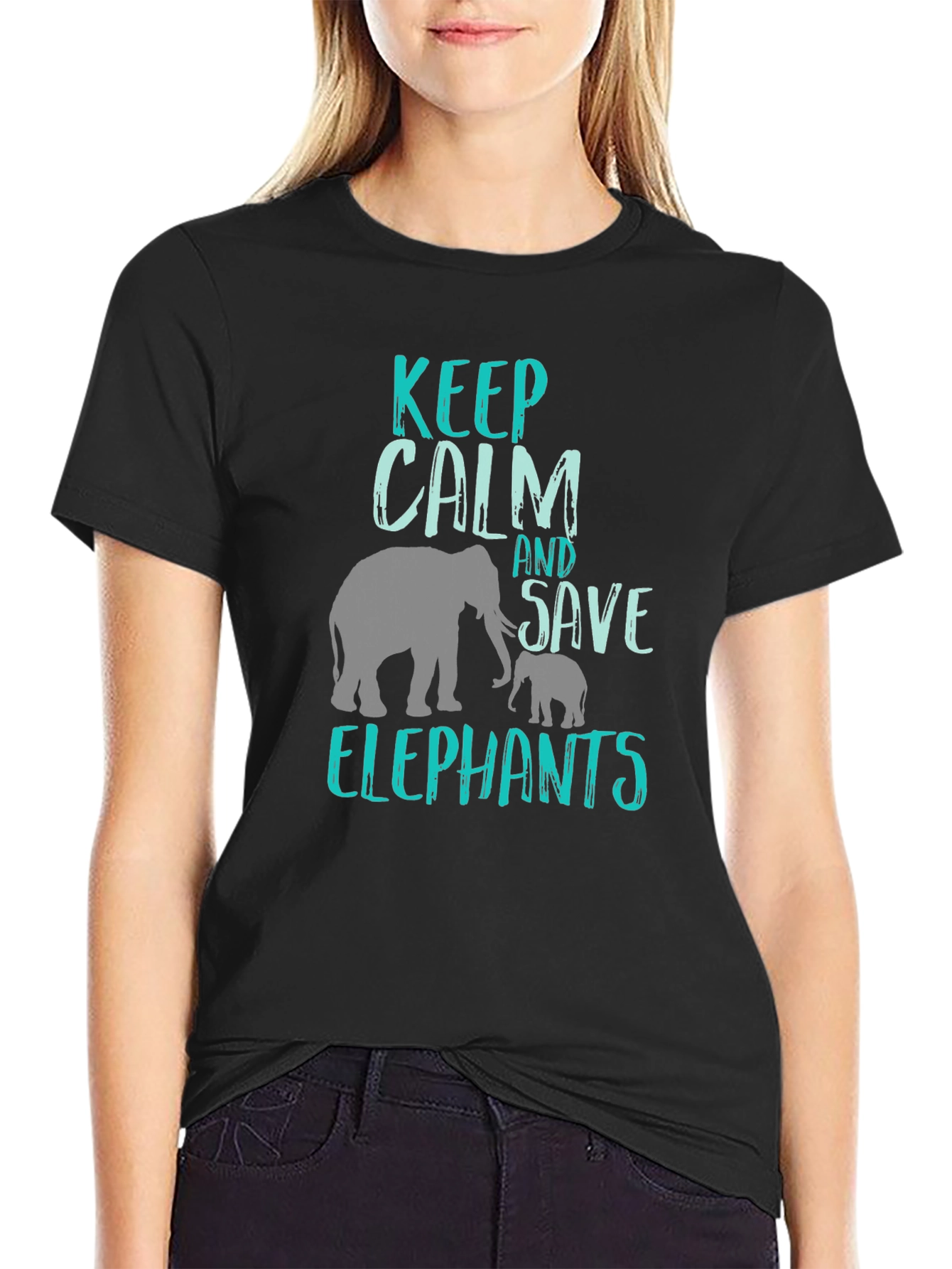 Keep Calm & Save Elephants T-Shirt - Black