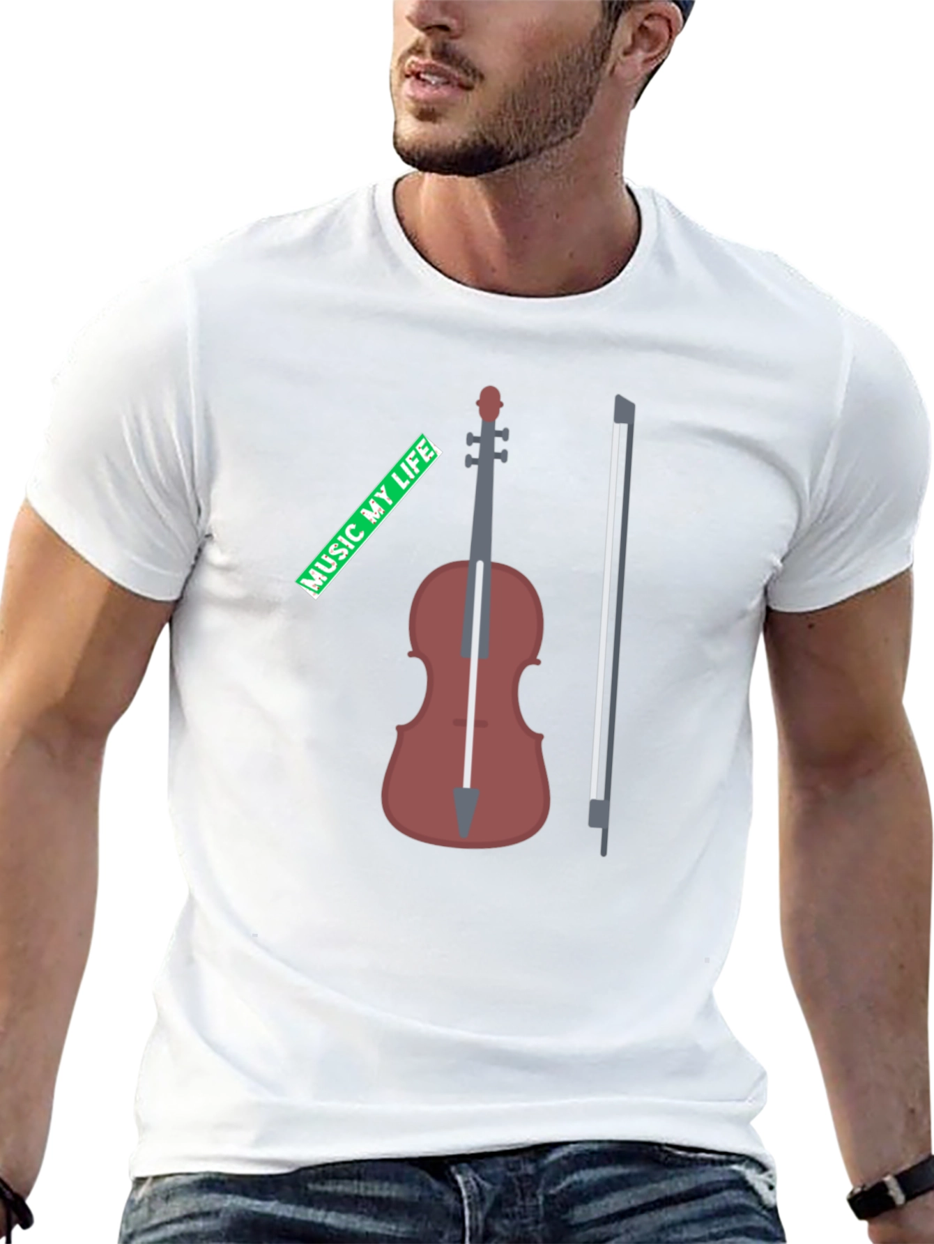 Music My Life Violin Graphic Tee - Black
