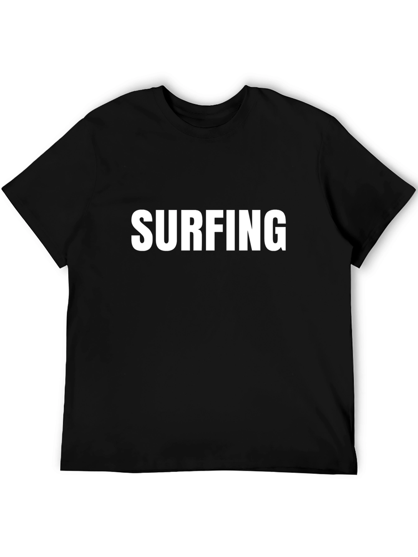 Mens Black Surfing Graphic Tee Shirt