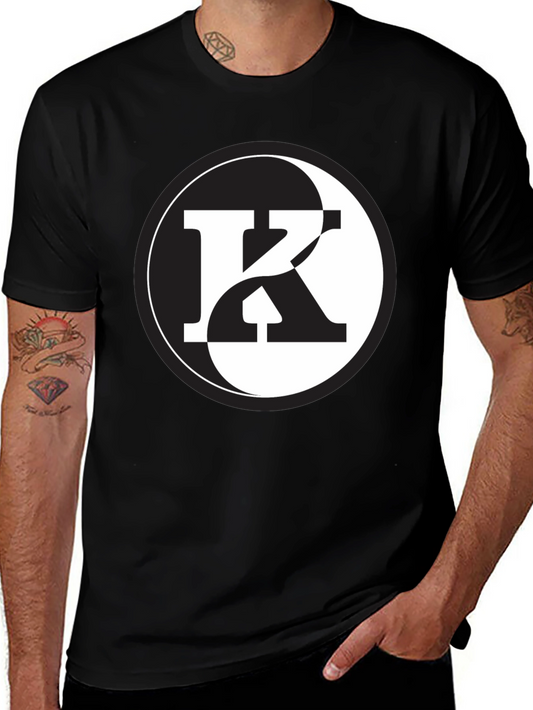 Yin Yang K Letter Graphic Tee - Unisex Black T-Shirt